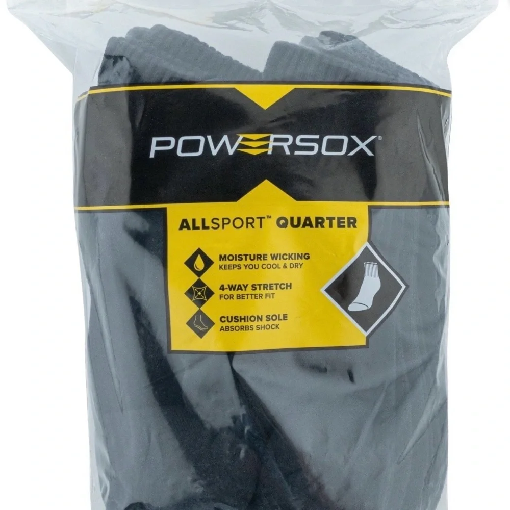 PowerSox Men's Cushion Quarter Socks, 12-Pack x2